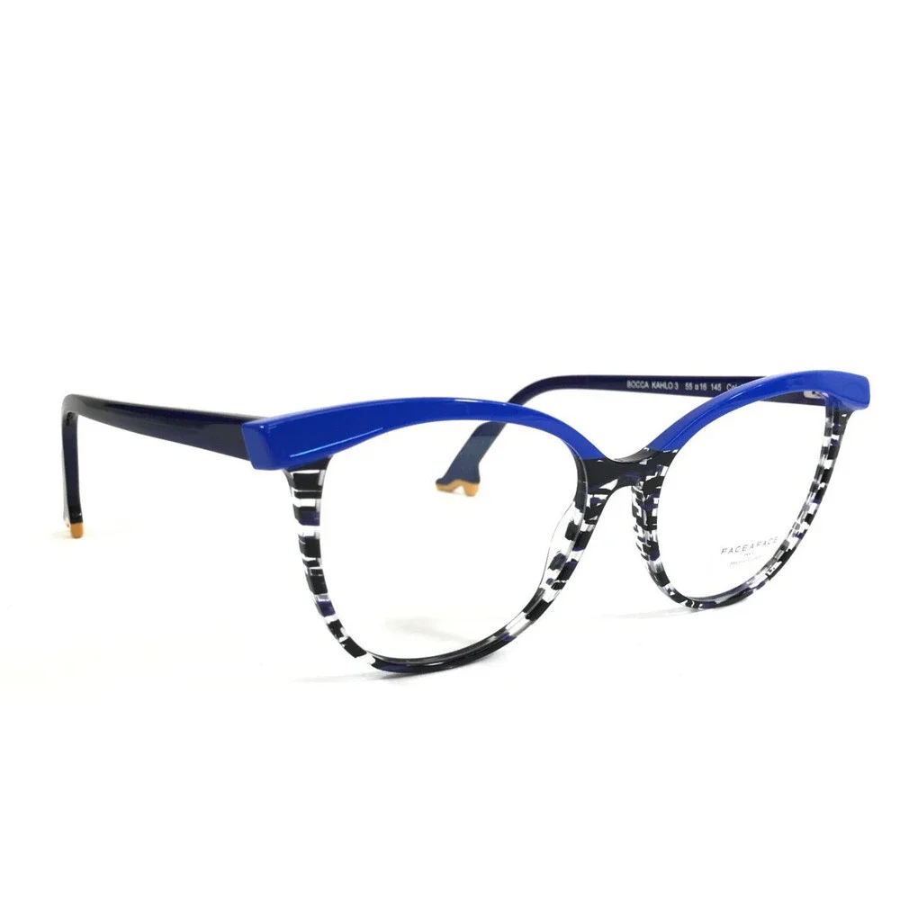 Bocca by Face A Face Eyeglasses Frames KAHLO 3 Col 2162 Blue Cat Eye 55-16-145